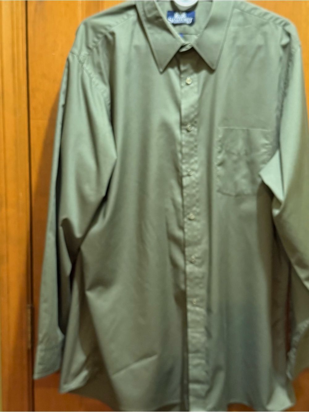 Men’s Stafford Olive Green Fitted Dress Shirt